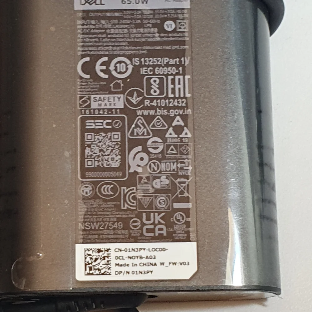 Genuine Dell 65W USB-C Power Adapter Charger - HA65NM190 / 0MVPDV